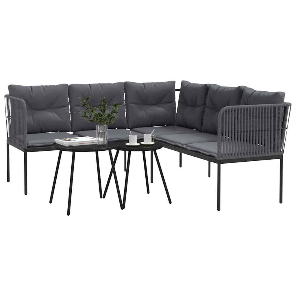 Ensemble de canapés de jardin et coussins noir acier textilène - XIOS