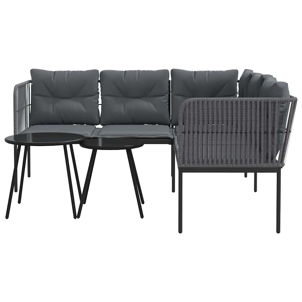 Ensemble de canapés de jardin et coussins noir acier textilène - XIOS