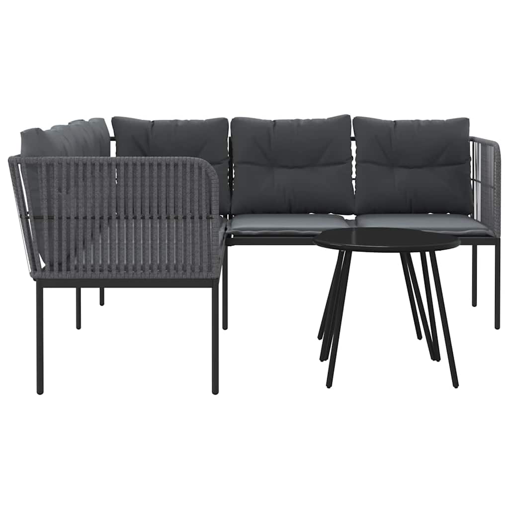 Ensemble de canapés de jardin et coussins noir acier textilène - XIOS