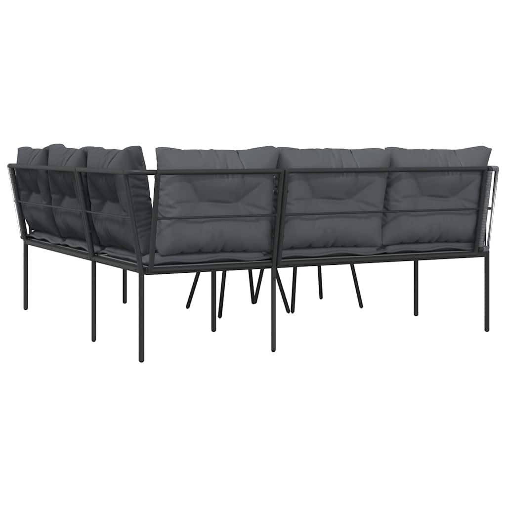 Ensemble de canapés de jardin et coussins noir acier textilène - XIOS