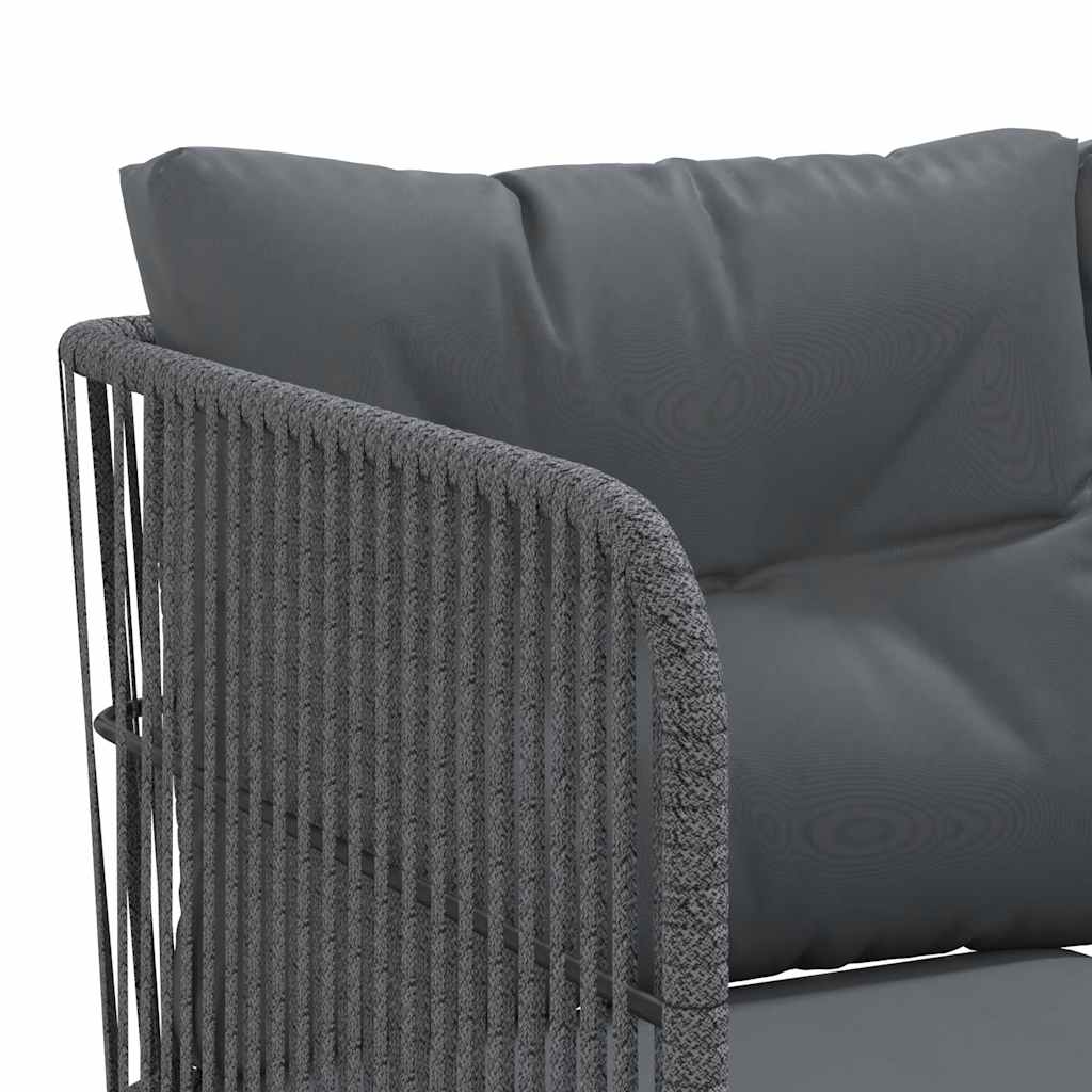 Ensemble de canapés de jardin et coussins noir acier textilène - XIOS