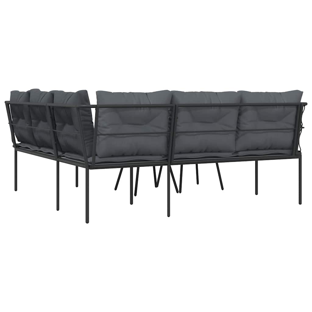 Ensemble de canapés de jardin et coussins noir acier textilène - XIOS