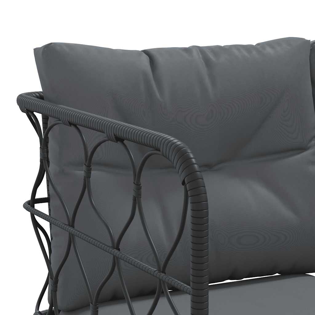 Ensemble de canapés de jardin et coussins noir acier textilène - XIOS