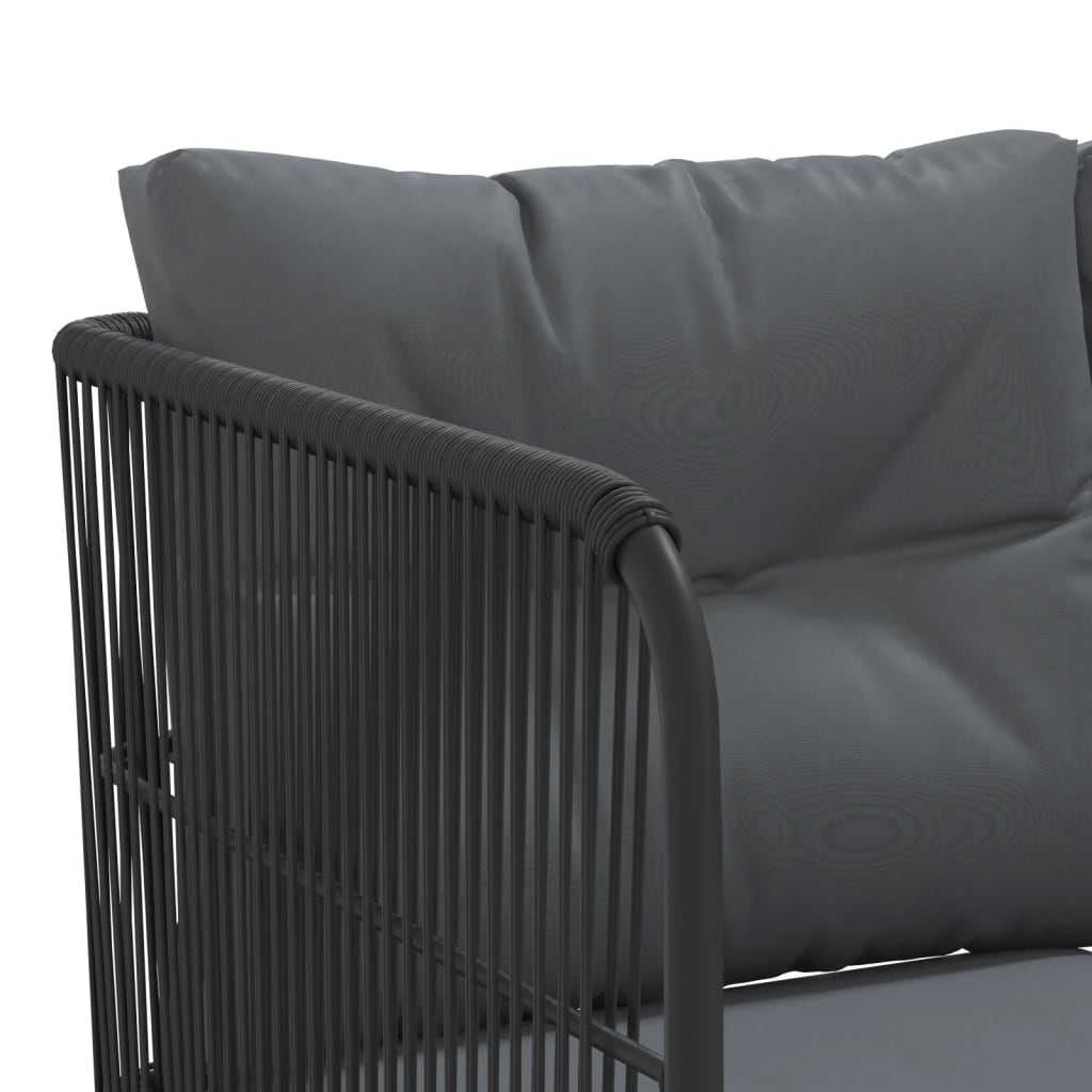 Ensemble de canapés de jardin et coussins noir acier textilène - XIOS