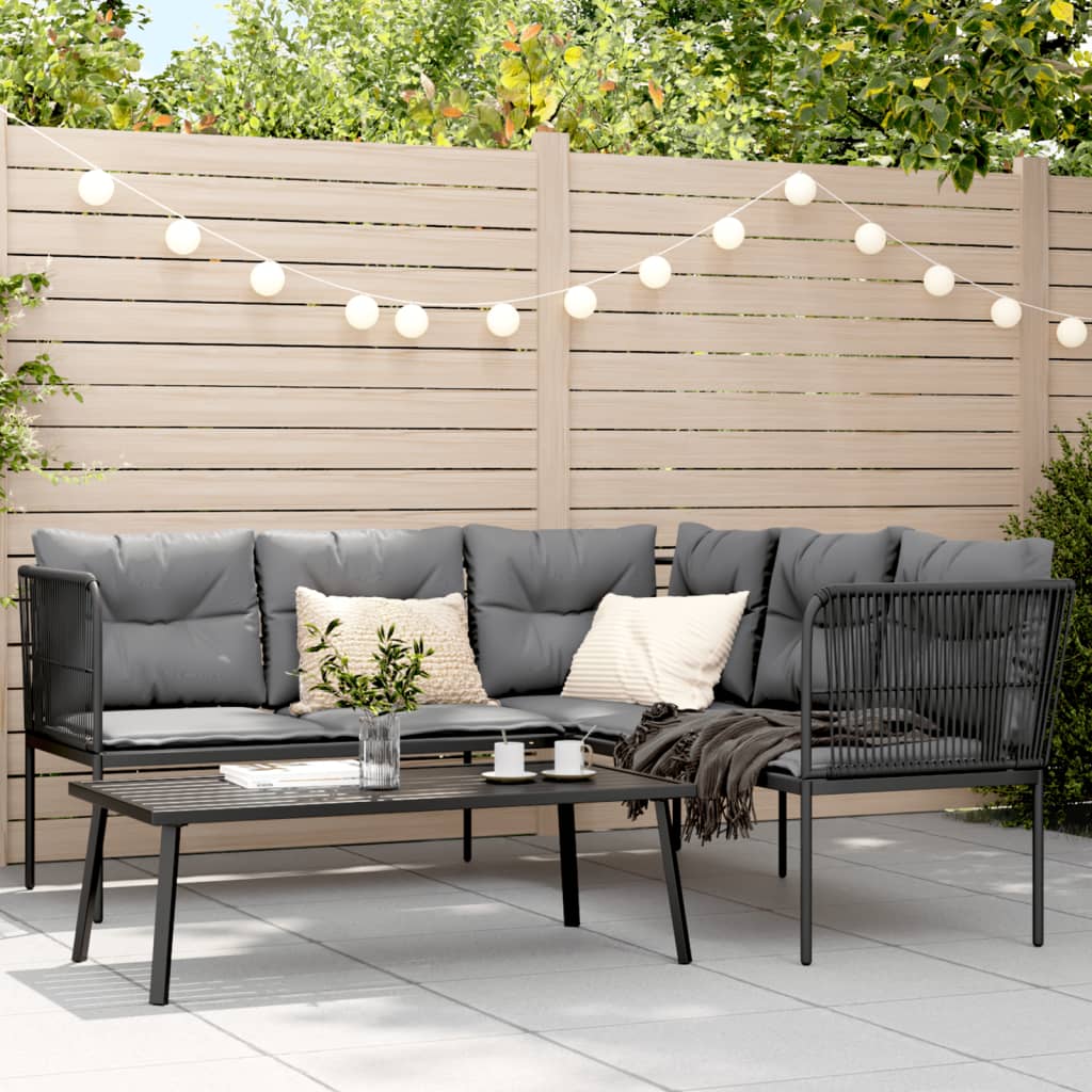 Ensemble de canapés de jardin et coussins noir acier textilène - XIOS
