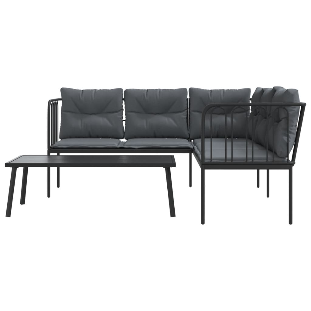 Ensemble de canapés de jardin et coussins noir acier textilène - XIOS