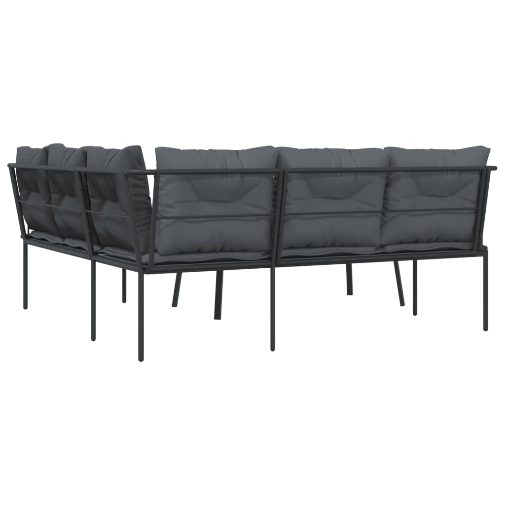 Ensemble de canapés de jardin et coussins noir acier textilène - XIOS