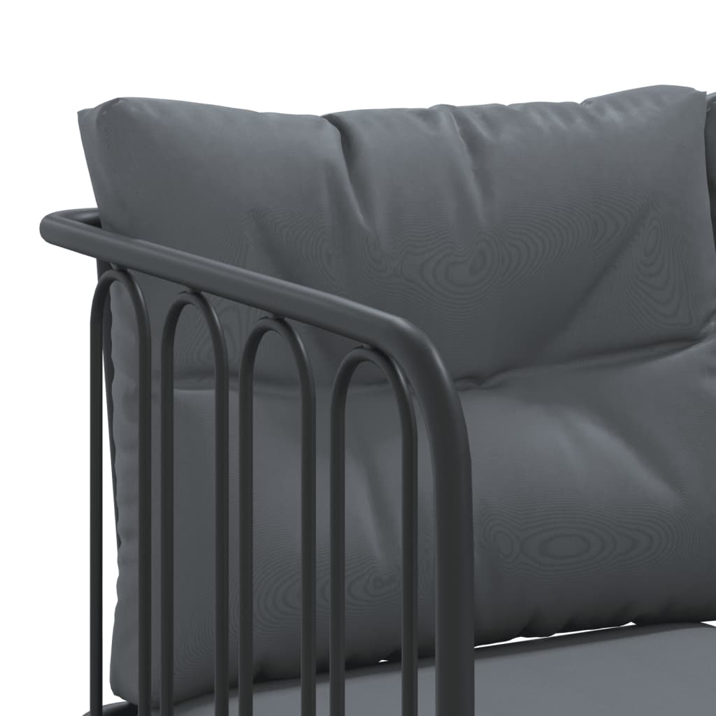 Ensemble de canapés de jardin et coussins noir acier textilène - XIOS