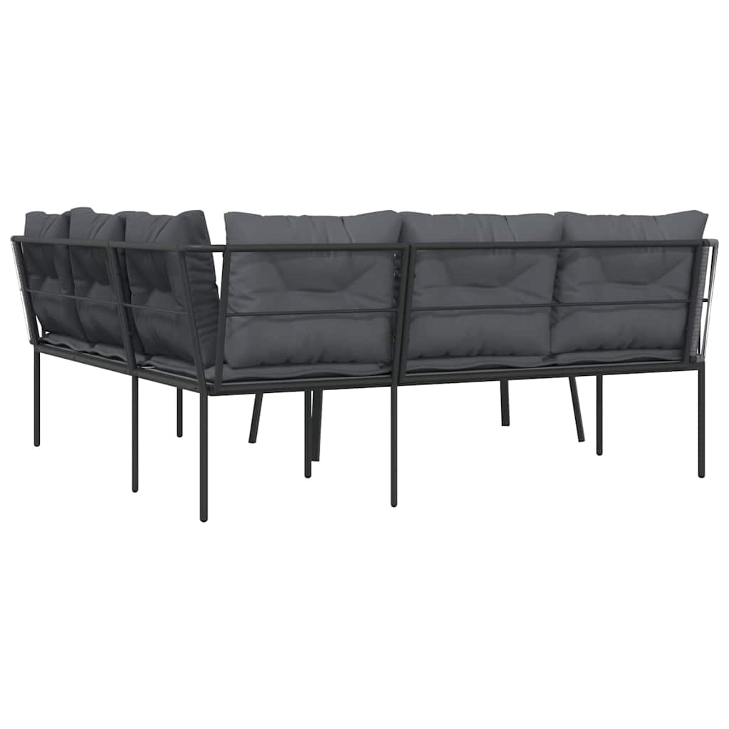 Ensemble de canapés de jardin et coussins noir acier textilène - XIOS