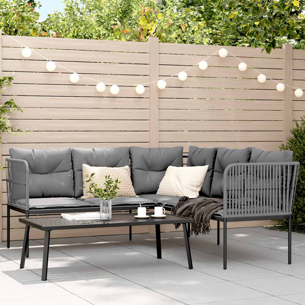 Ensemble de canapés de jardin et coussins noir acier textilène - XIOS