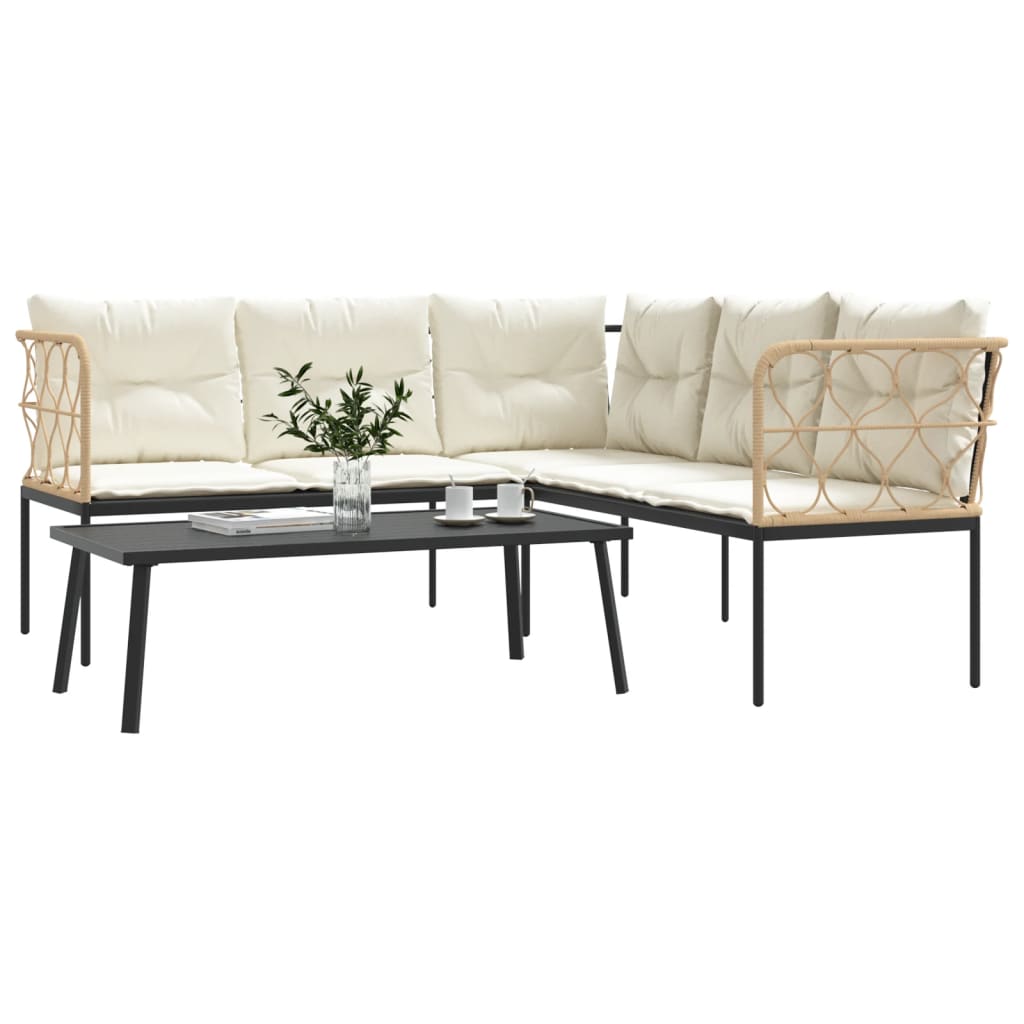 Ensemble de canapés de jardin et coussins noir acier textilène - XIOS