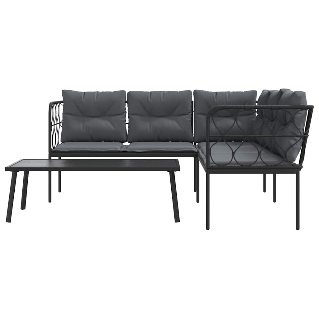 Ensemble de canapés de jardin et coussins noir acier textilène - XIOS