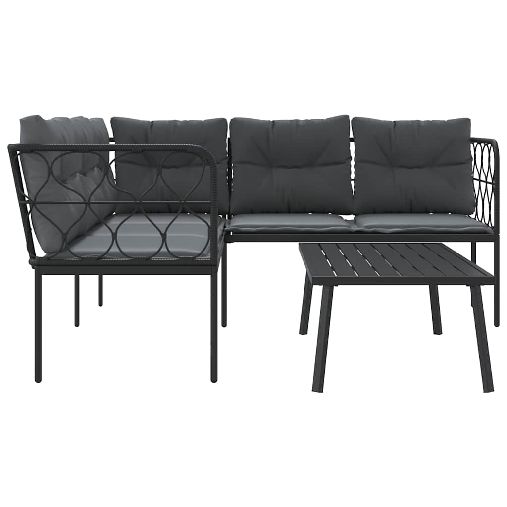 Ensemble de canapés de jardin et coussins noir acier textilène - XIOS