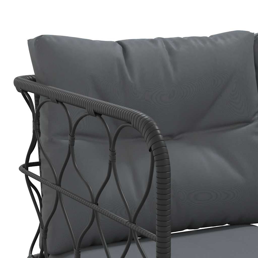 Ensemble de canapés de jardin et coussins noir acier textilène - XIOS