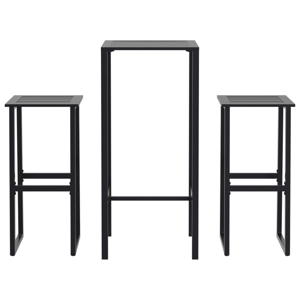 Ensemble de bar de jardin 3 pcs noir acier enduit de poudre - XIOS