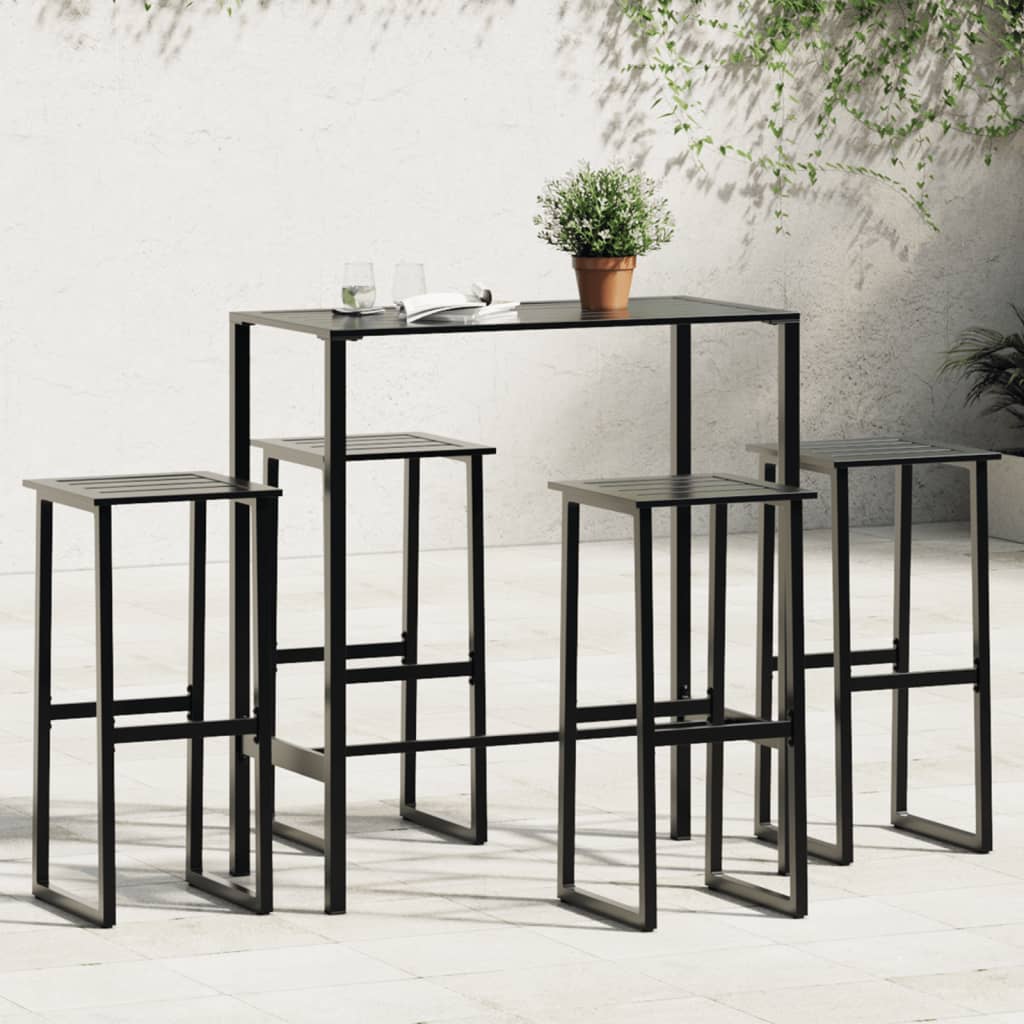 Ensemble de bar de jardin 5 pcs noir acier enduit de poudre - XIOS