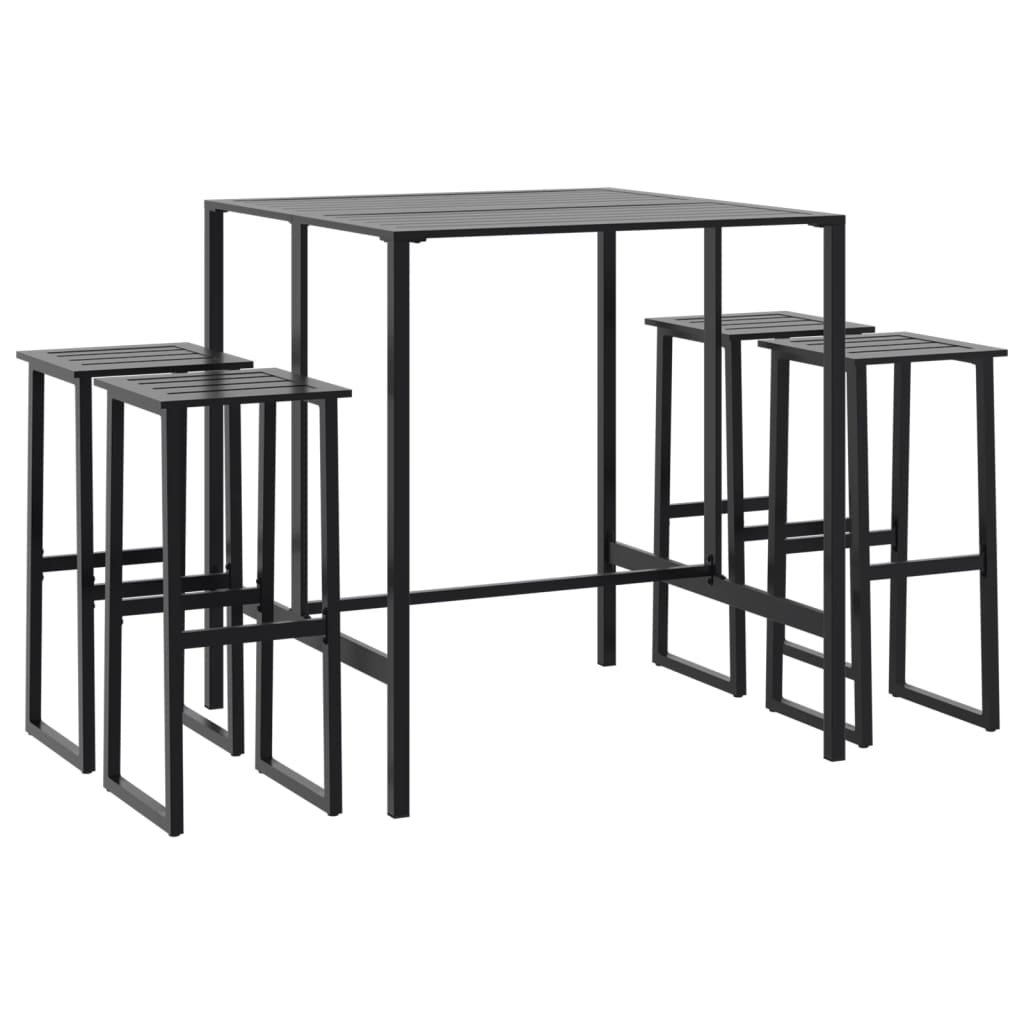 Ensemble de bar de jardin 5 pcs noir acier enduit de poudre - XIOS