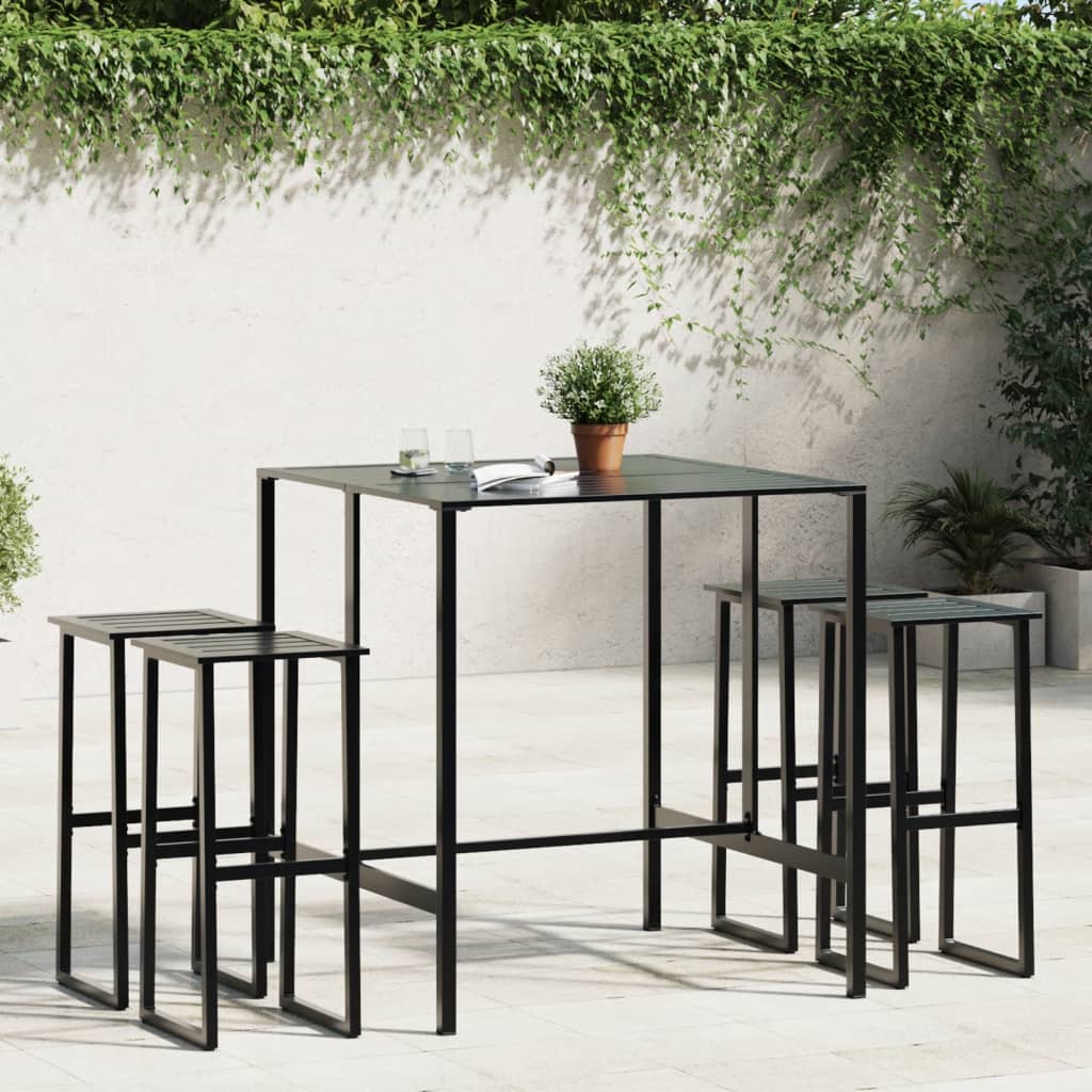 Ensemble de bar de jardin 5 pcs noir acier enduit de poudre - XIOS
