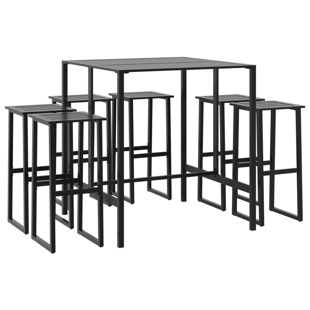 Ensemble de bar de jardin 7 pcs noir acier enduit de poudre - XIOS