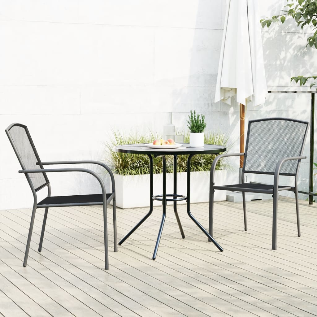 Ensemble de chaises de jardin empilables 3 pcs anthracite - XIOS