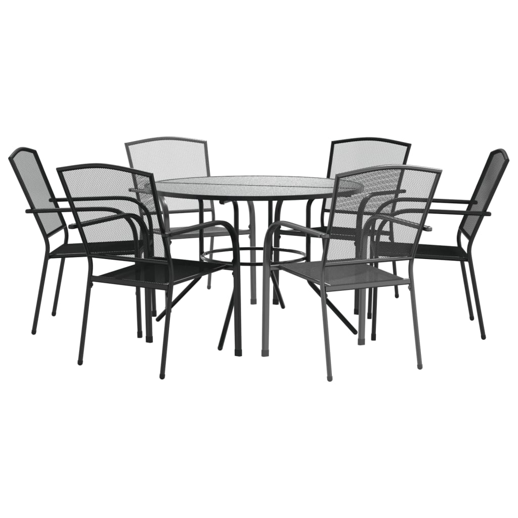 Ensemble de chaises de jardin empilables 7 pcs anthracite - XIOS