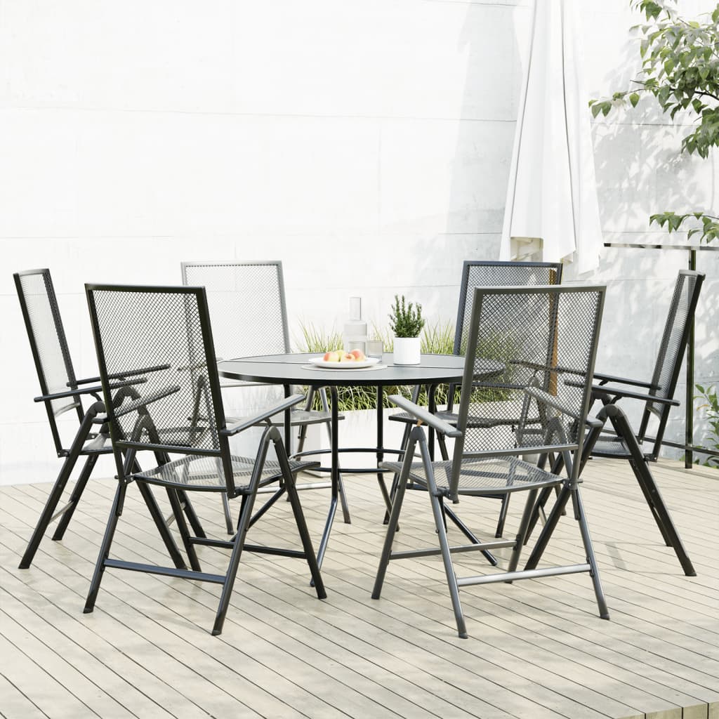 Ensemble de chaises de jardin inclinables 7 pcs anthracite - XIOS