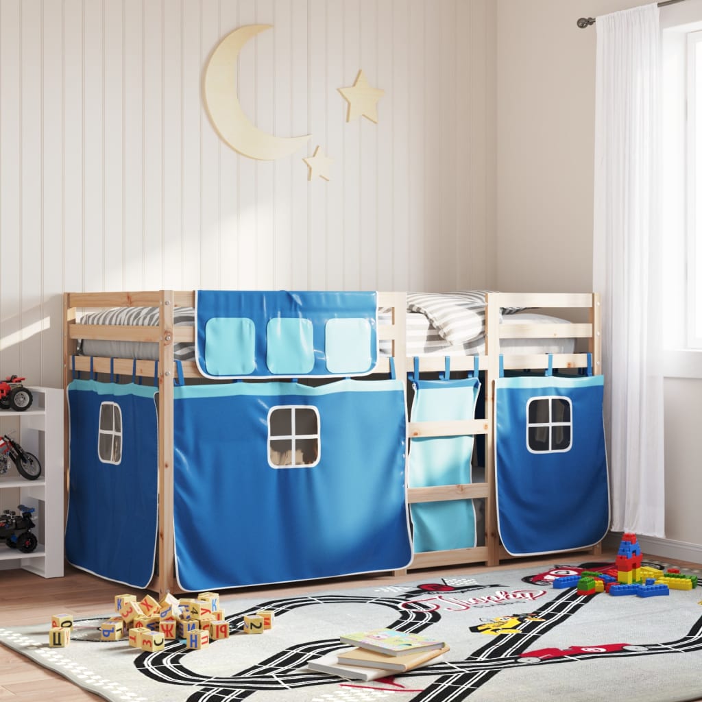 Lit superposé sans matelas bleu 80x200 cm bois de pin massif - XIOS