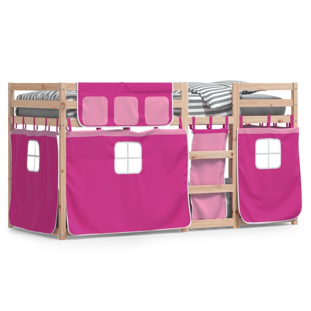 Lit superposé sans matelas rose 80x200 cm bois de pin massif - XIOS