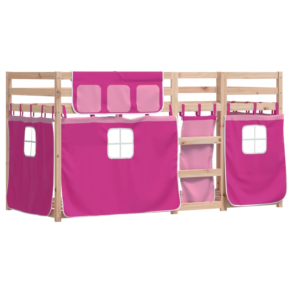 Lit superposé sans matelas rose 80x200 cm bois de pin massif - XIOS