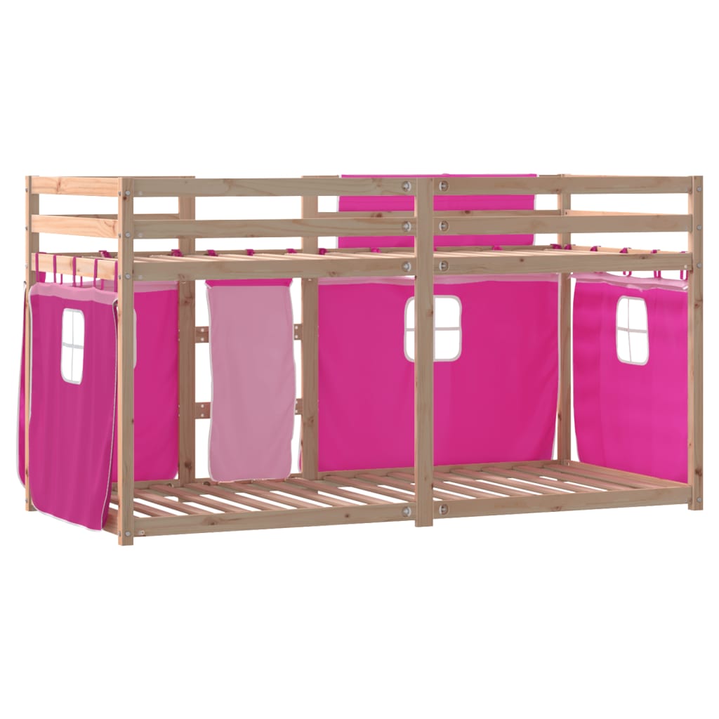 Lit superposé sans matelas rose 80x200 cm bois de pin massif - XIOS