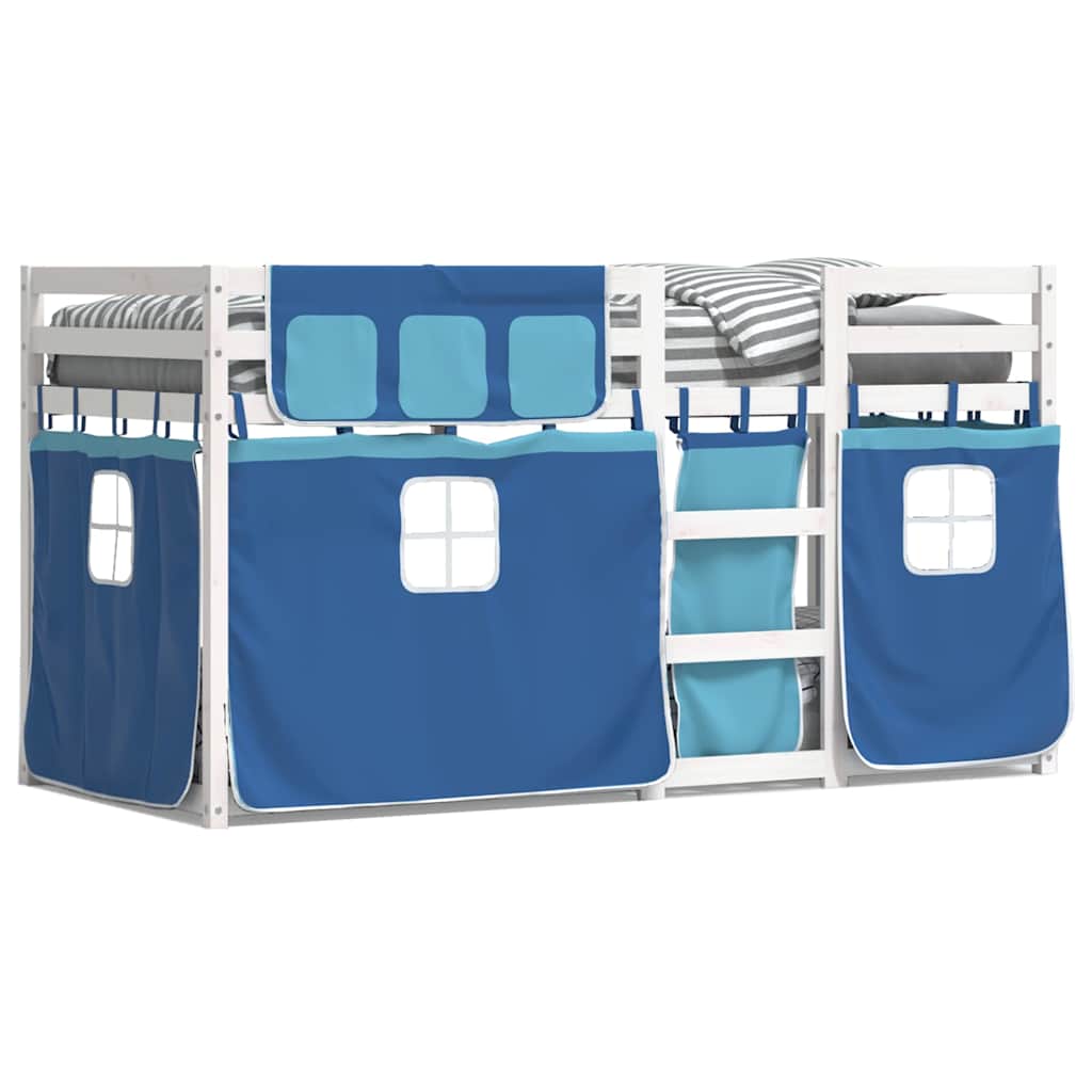 Lit superposé sans matelas bleu 80x200 cm bois de pin massif - XIOS