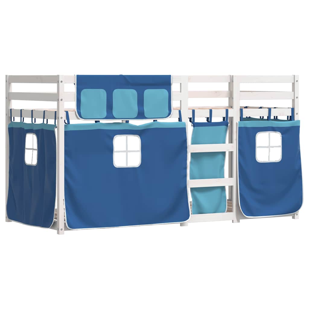 Lit superposé sans matelas bleu 80x200 cm bois de pin massif - XIOS
