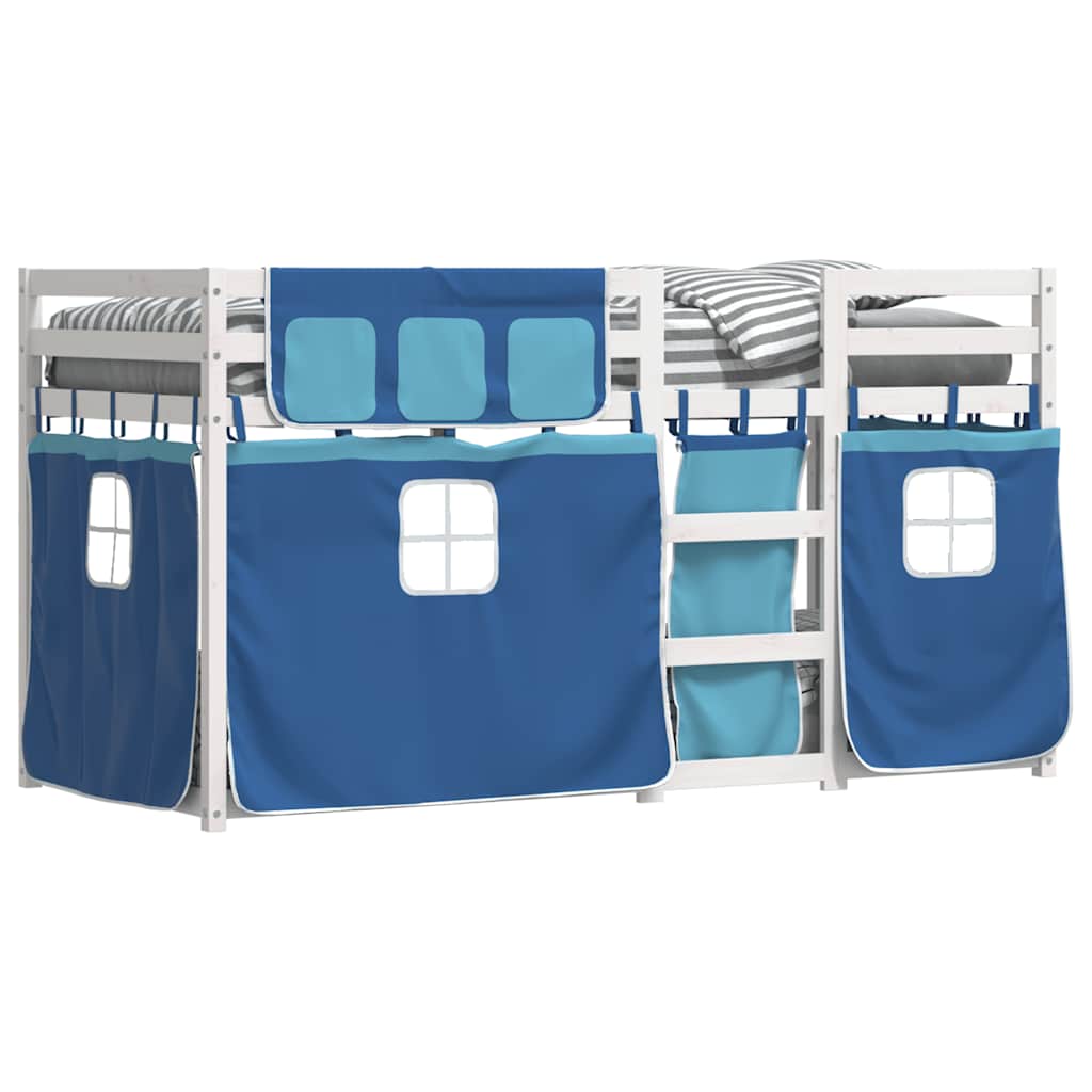 Lit superposé sans matelas bleu 80x200 cm bois de pin massif - XIOS