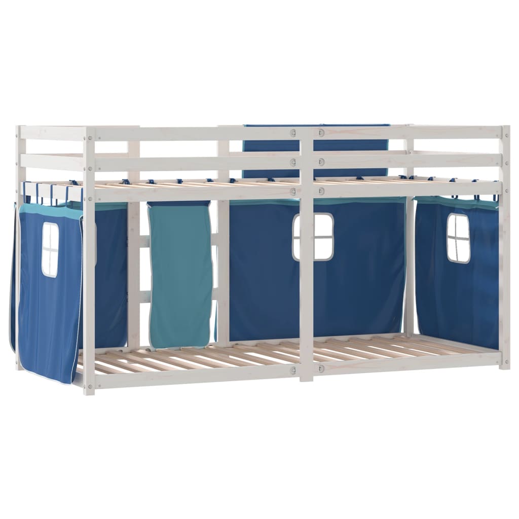 Lit superposé sans matelas bleu 80x200 cm bois de pin massif - XIOS