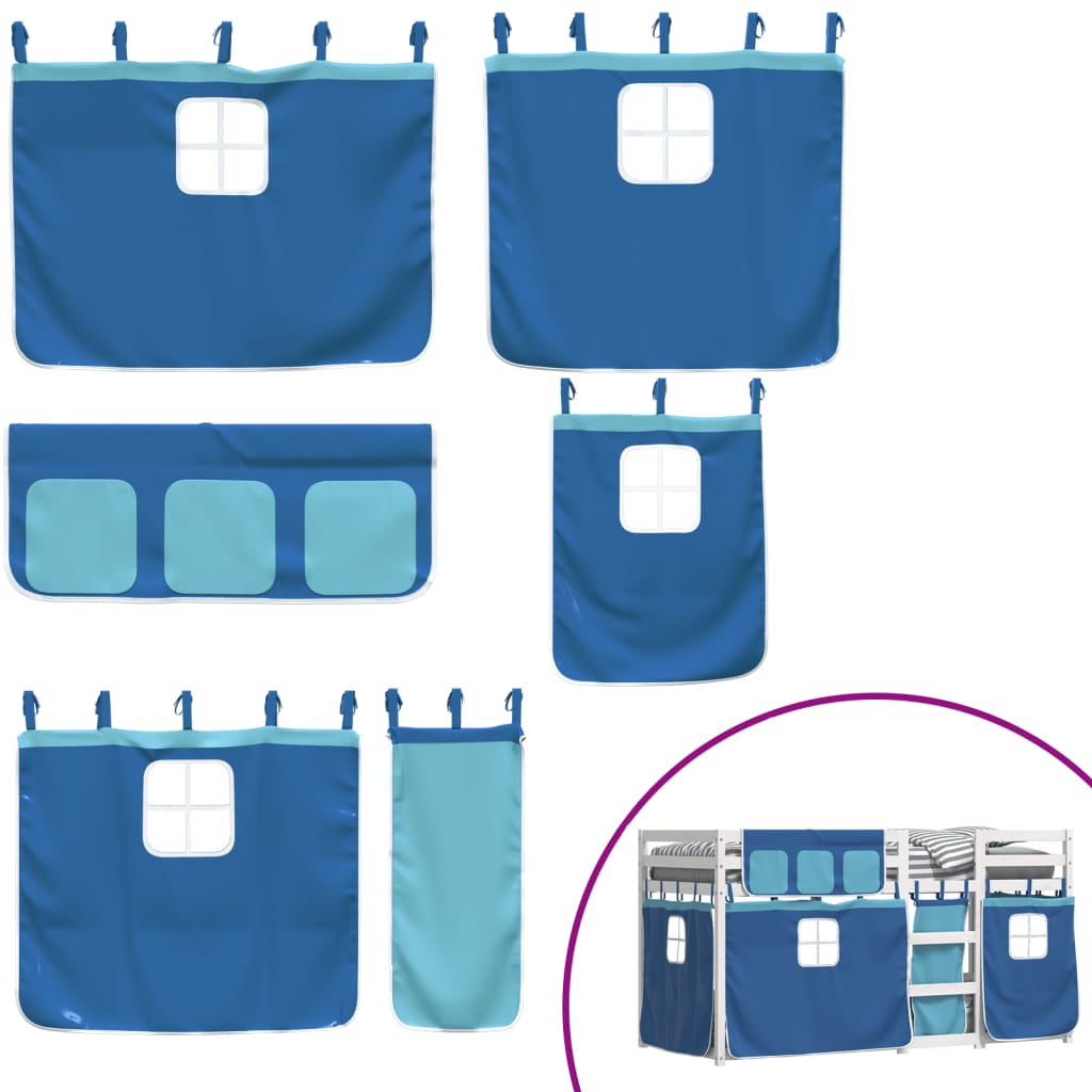 Lit superposé sans matelas bleu 80x200 cm bois de pin massif - XIOS