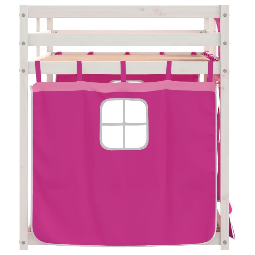 Lit superposé sans matelas rose 80x200 cm bois de pin massif - XIOS