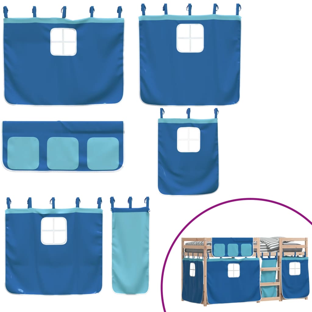 Lit superposé sans matelas bleu 75x190 cm bois de pin massif - XIOS