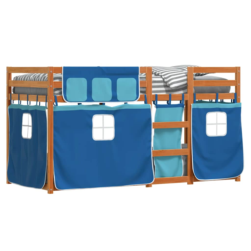 Lit superposé sans matelas bleu 80x200 cm bois de pin massif - XIOS