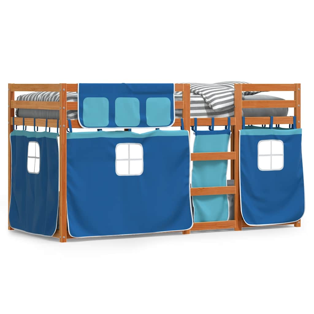 Lit superposé sans matelas bleu 80x200 cm bois de pin massif - XIOS