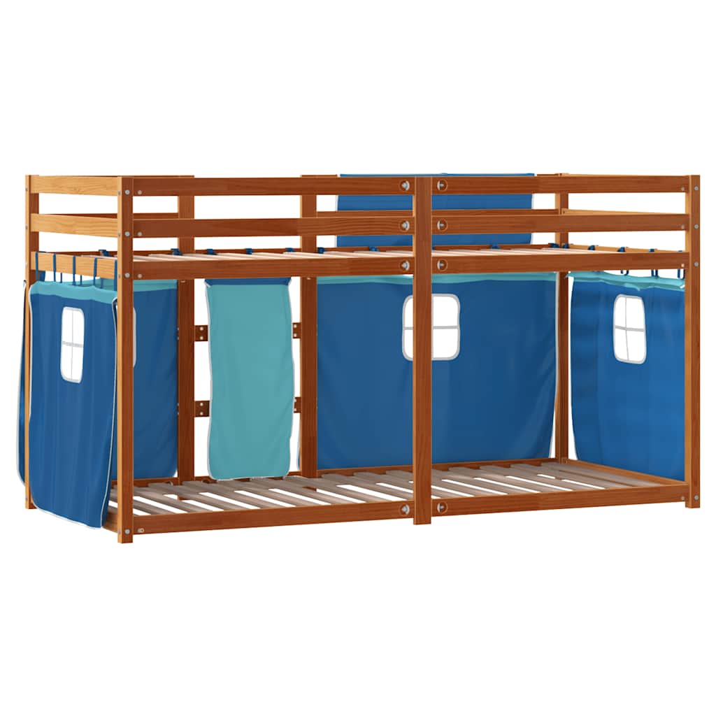 Lit superposé sans matelas bleu 80x200 cm bois de pin massif - XIOS