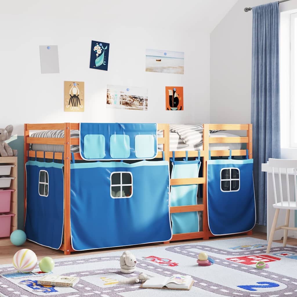 Lit superposé sans matelas bleu 80x200 cm bois de pin massif - XIOS
