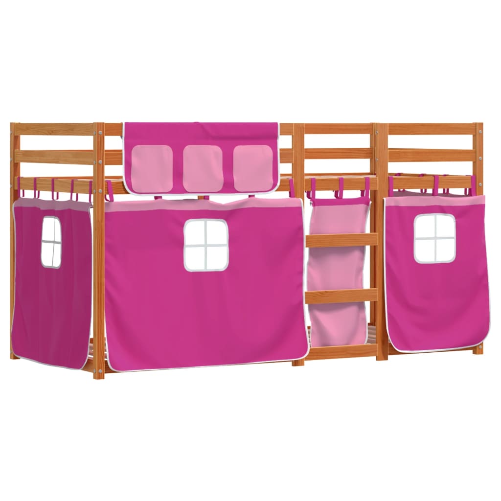 Lit superposé sans matelas rose 80x200 cm bois de pin massif - XIOS