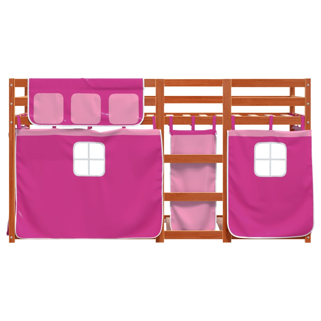Lit superposé sans matelas rose 80x200 cm bois de pin massif - XIOS