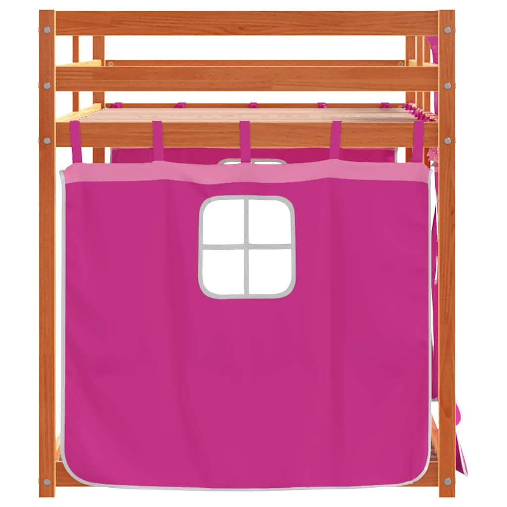 Lit superposé sans matelas rose 80x200 cm bois de pin massif - XIOS