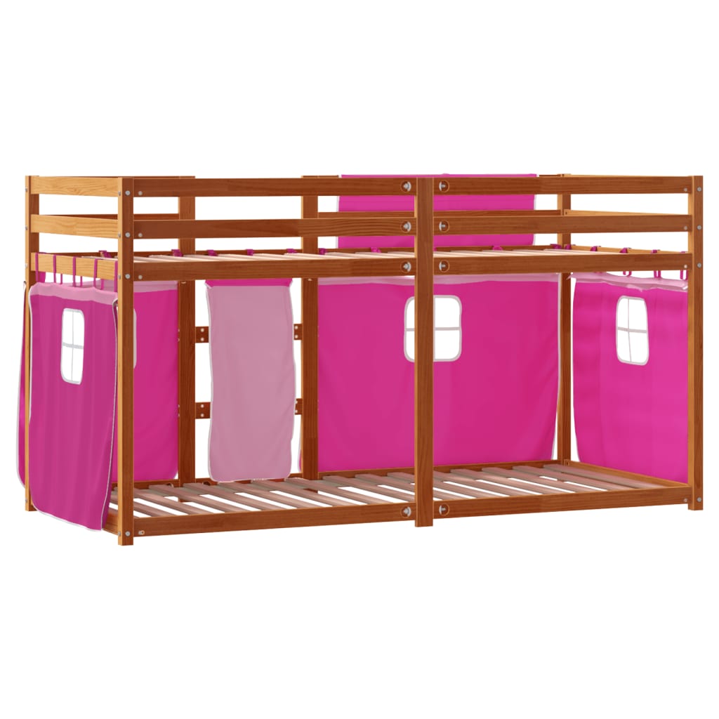 Lit superposé sans matelas rose 80x200 cm bois de pin massif - XIOS