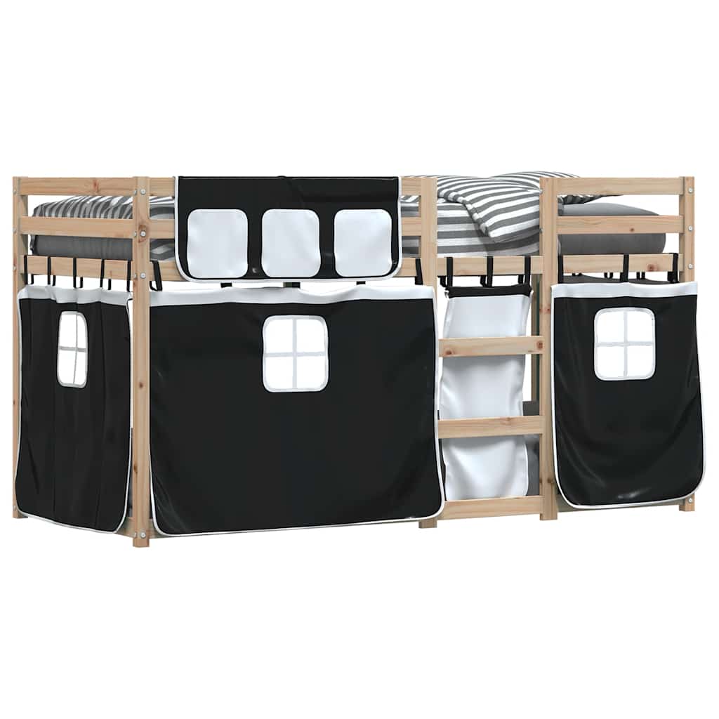 Lit superposé sans matelas noir 90x190 cm bois de pin massif