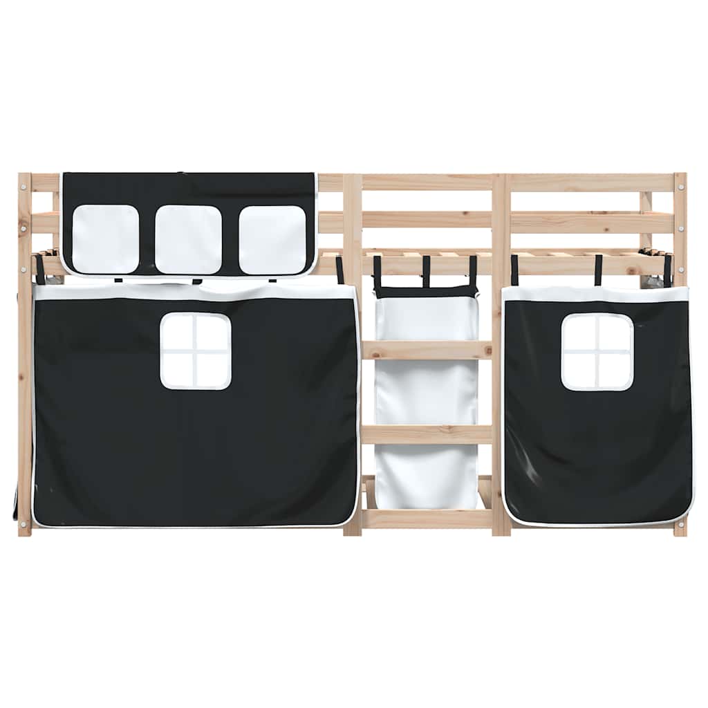 Lit superposé sans matelas noir 90x190 cm bois de pin massif
