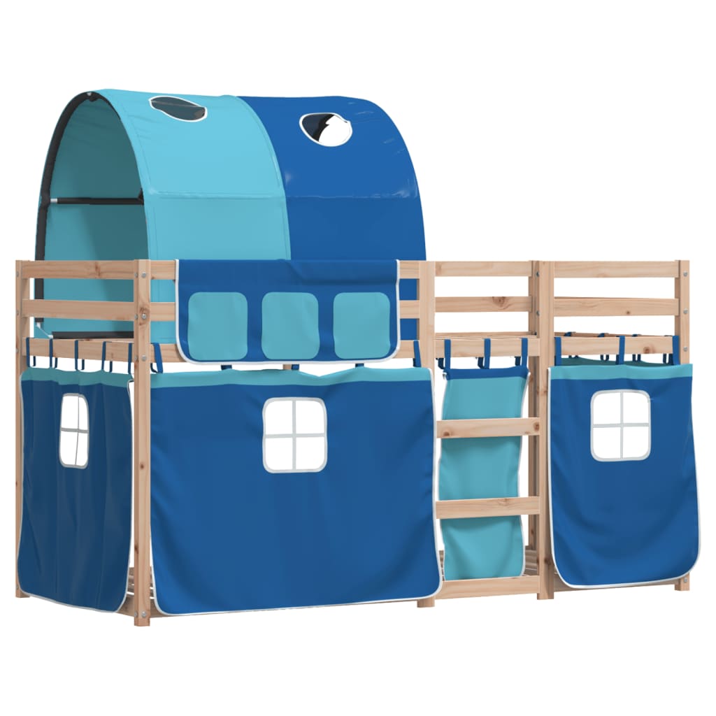 Lit superposé sans matelas bleu 80x200 cm bois de pin massif - XIOS