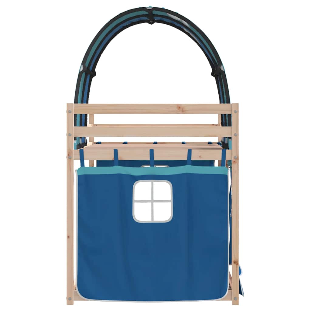 Lit superposé sans matelas bleu 80x200 cm bois de pin massif - XIOS