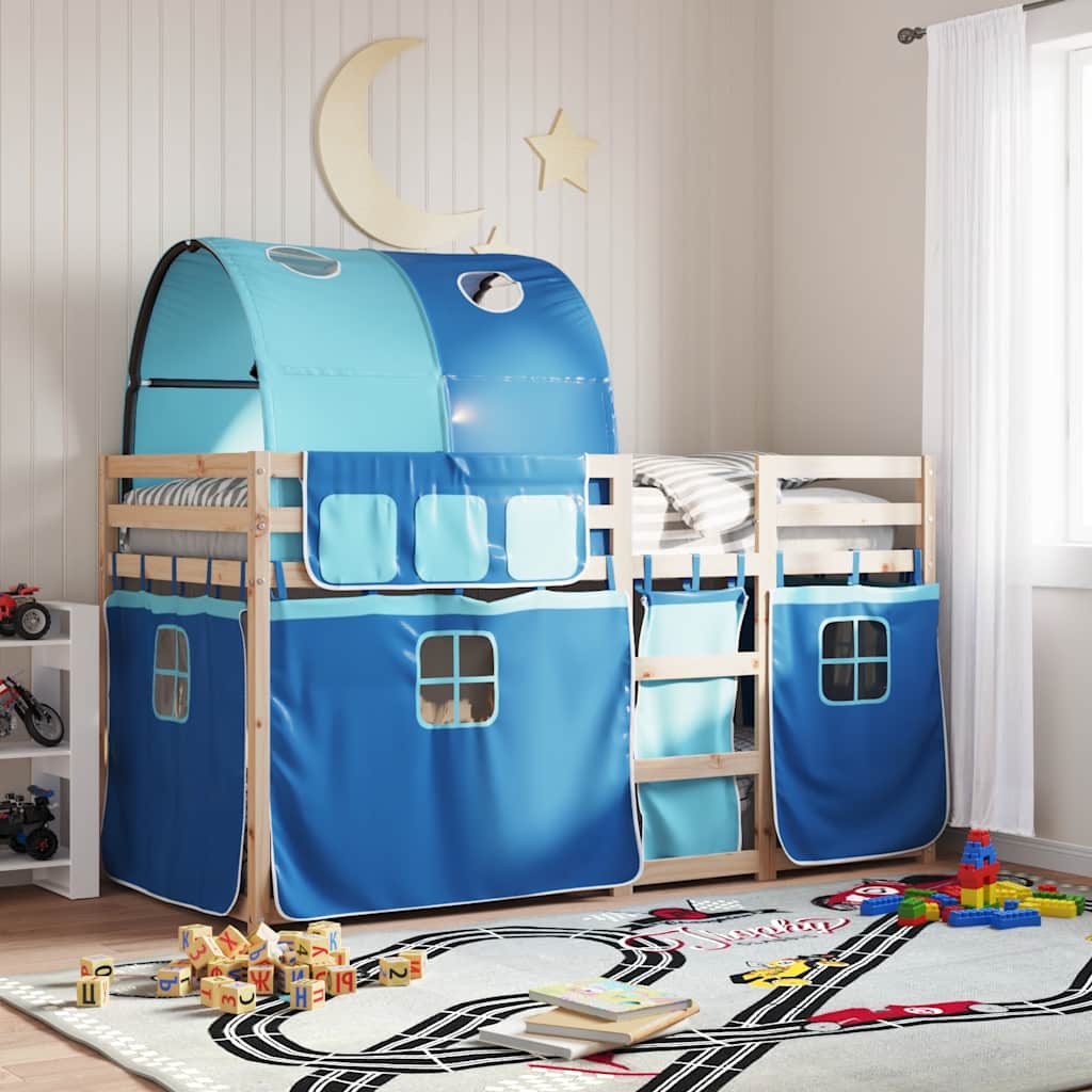 Lit superposé sans matelas bleu 80x200 cm bois de pin massif - XIOS